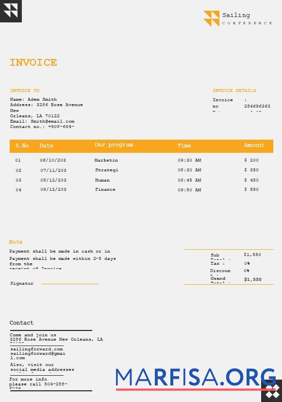 Realistic Free Conference Invoice Template